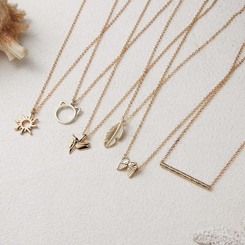 New Trendy Alloy Cute Elegant Pearl Butterfly Elephant Owl Dragonfly Luck Pendant Necklaces with Wish Card for Women Jewelry