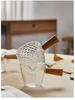 Glass Espresso Bean Measuring Cup with Double Spout, Wooden Handle, and Small Milk Jug