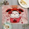 Unique Original Design Cute Plutus cat Placemat Japan Style Eat Udon noodles Table Mat Desktop Pad Cartoon cat Cup Coaster