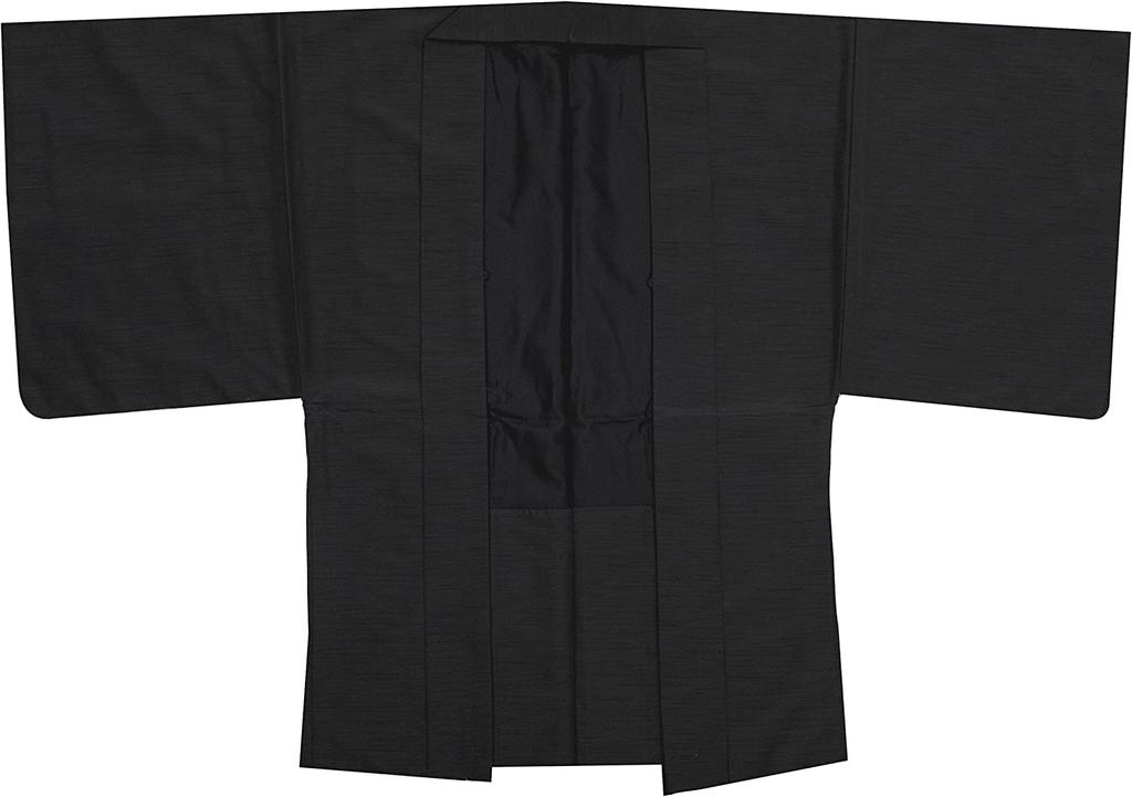 Washable Tsumugi Single [KYOETSU] Haori, Plain, Fabric, Piece, Men's (M, Black)