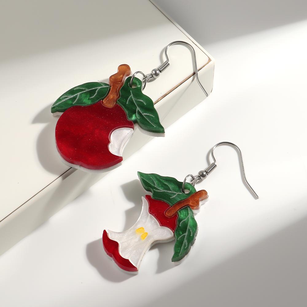 

Trendy Acrylic Caterpillar Red Apple Drop Earrings for Women Girls New Creative Fruit Earring Funny Jewelry Birthday Gifts