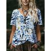 Plus Size Women's 2026 Summer New 3D Print V-Neck Short Sleeve T-Shirt, Slimming Loose Fit Versatile Casual Top, No Accessories Included