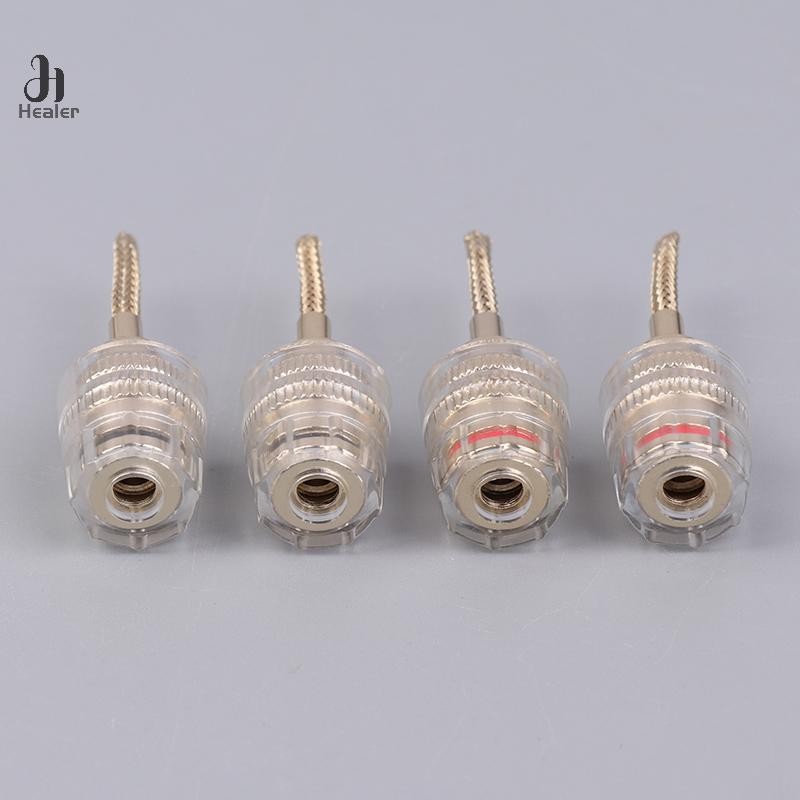 2/4Pcs 4MM Banana Female To 2MM Pin Connector HIFI Cable Adapter Plug Braided Copper Wire Socket