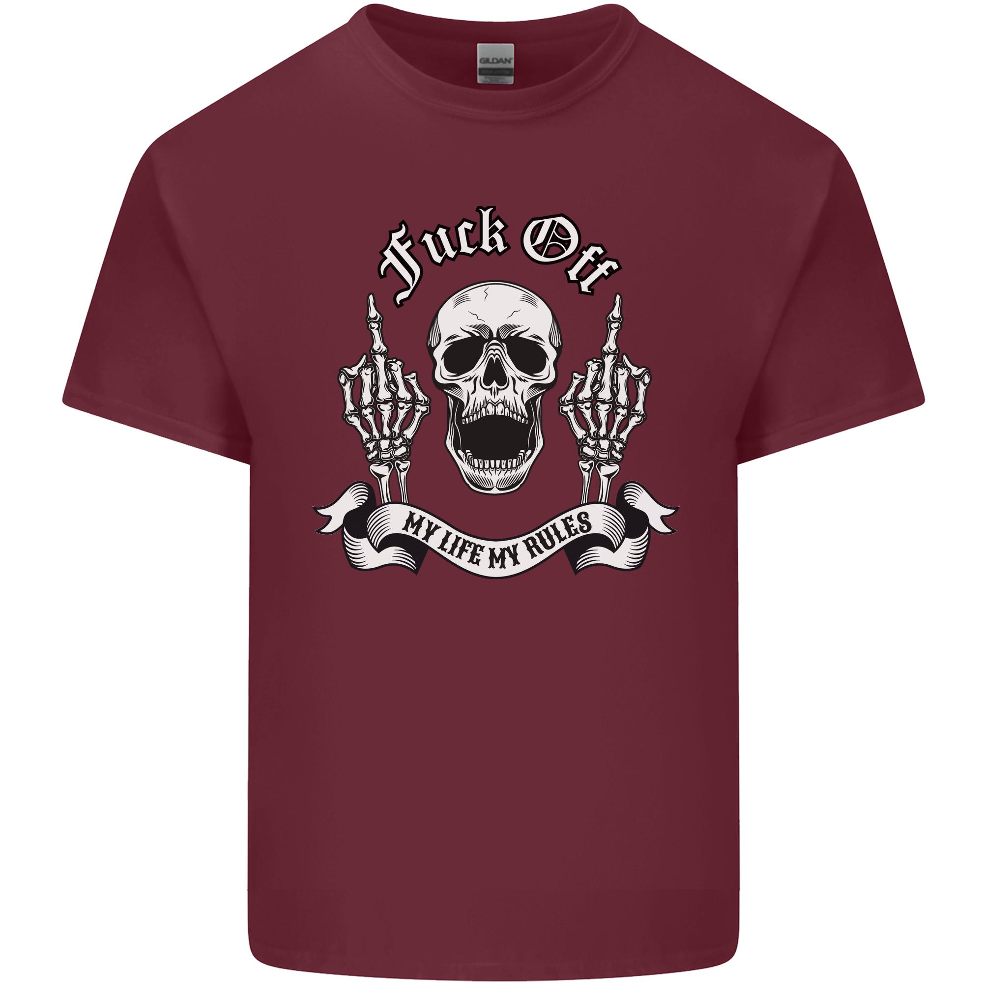Fook Off My Life Rules Skull Finger Flip Unisexs Light Cotton TShirt S
