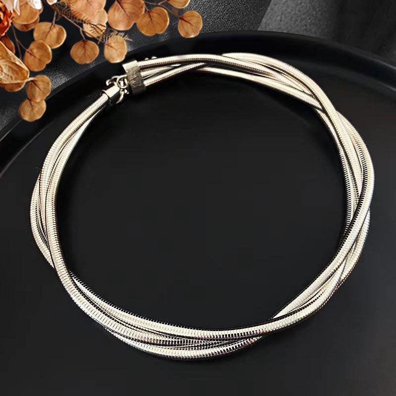 

Трехслойное колье-цепочка «змейка», темпераментная женская цепочка до ключиц, ювелирное изделие серебряный