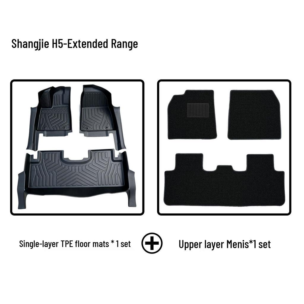 Shangjie H5 Extended Range Car Mats: TPE Door Sill Trim, Double Layer, Wear-Resistant Interior Protection.