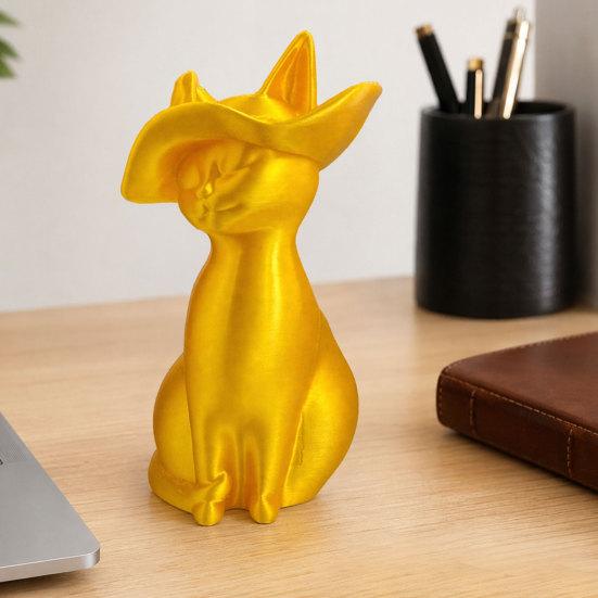 3D Printed Cat Figurine Minimalist Modern Elegant Cat Sculpture Small Collectible Animal Statue