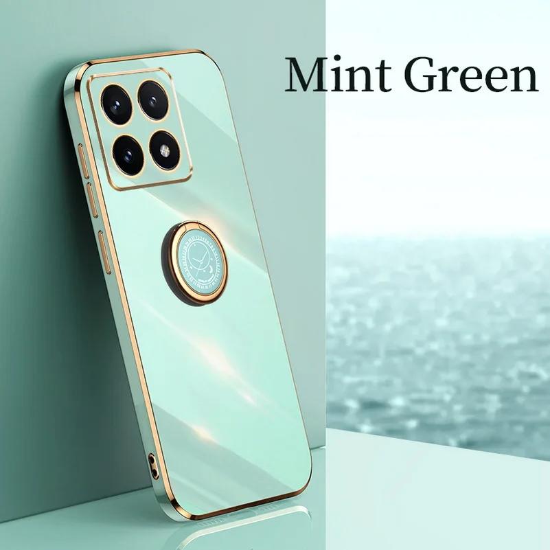 For Xiaomi 15T Pro Case Ring Stand Holder Phone Case For Xiaomi Mi 15 T Plating Bracket Soft Silicone Shockproof Back Cover