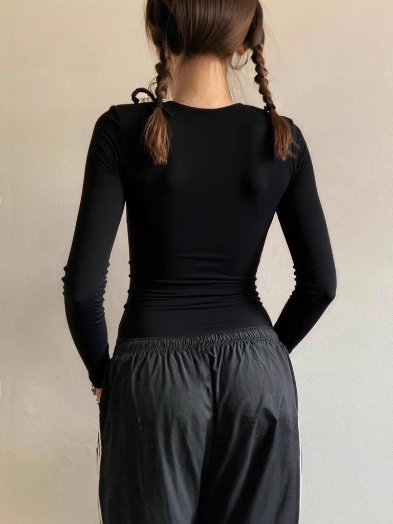 Y2K Spicy Girl V-neck Floral Long Sleeve Slim Fit Waist Cinched Retro Top