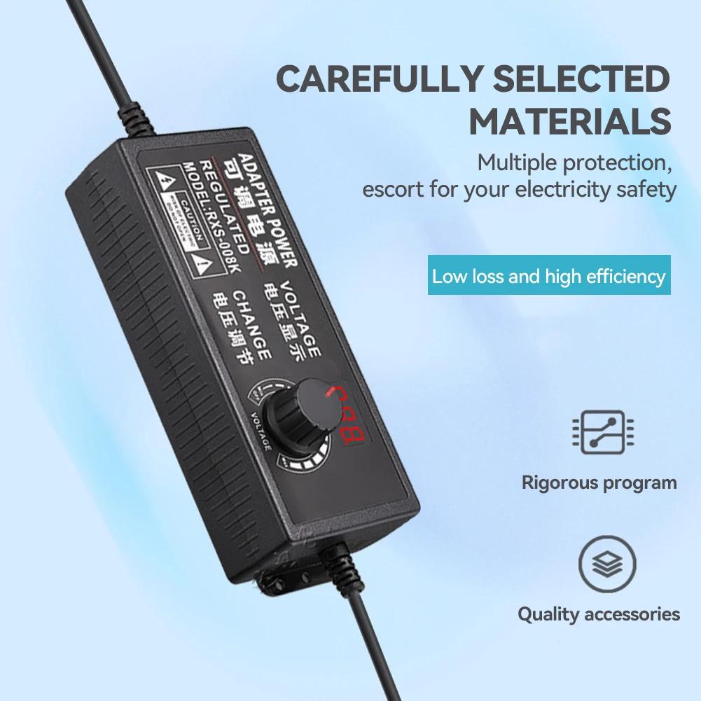 3V - 12V 24V 36V 2A 3A 5A Universal Adjustable AC Adapter High Voltage Transformer with DC Female Alligator Clip for Car Motor