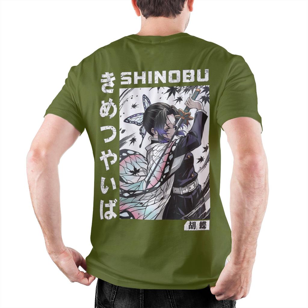 Men Demons Slayers Kocho Shinobu Inked Slashes T Shirt  Pure Cotton Tops Funny Short Sleeve Crewneck Tees Plus Size TShirt