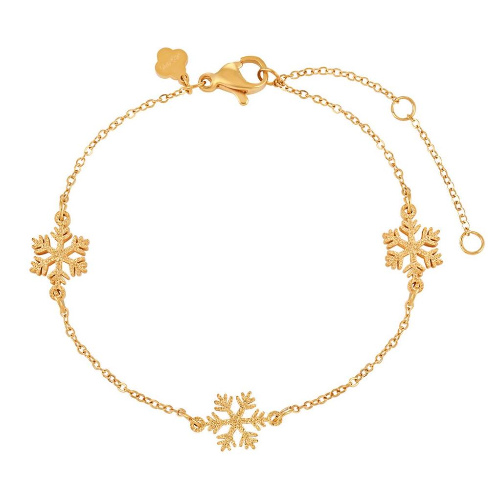 Korean Frosted Snowflake Necklace & Bracelet Set: High-End, Versatile Titanium Steel Jewelry for Women