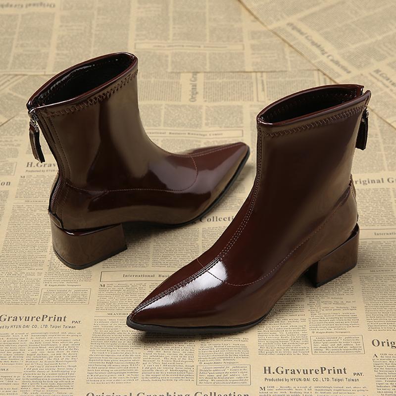 Fashion Pointed Toe Women Ankle Boots High Heels Fashion Shoes Sexy Luxury Woman Chunky Boots 2025 Winter Designer Goth Botas Para Mujer