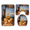 Beach View Bathroom Floor Mat Three-Piece Toilet Carpet Toilet Mat Set Door Mat Bathroom Non-Slip Mat