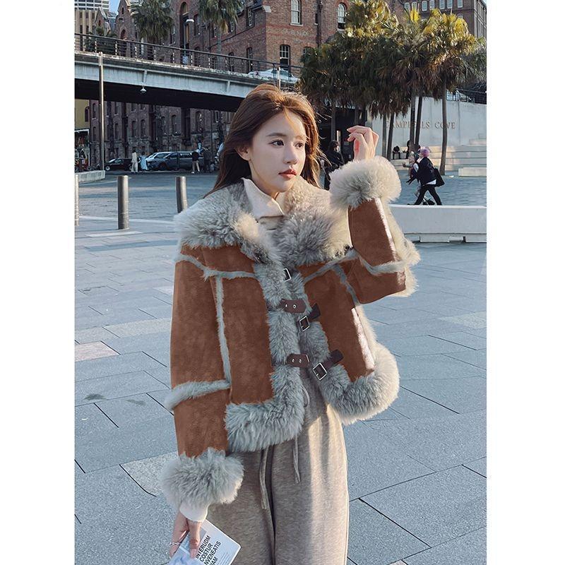 New imitation fox fur integrated thickened pie overcome fur collar fur coat women's winter fur coat