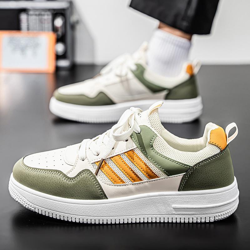 Men s Striped Casual Sneakers Lace-Up Non-Slip Low Breathable Lightweight Shoes 39