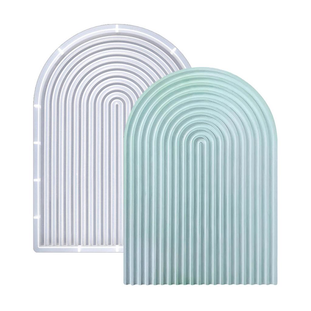 Silikon Bogen Tür Untersetzer Formen Gestreiftes Muster Epoxid Formen Untersetzer Resin Formen für Tassenuntersetzer Heimdekorationen Tablettformen