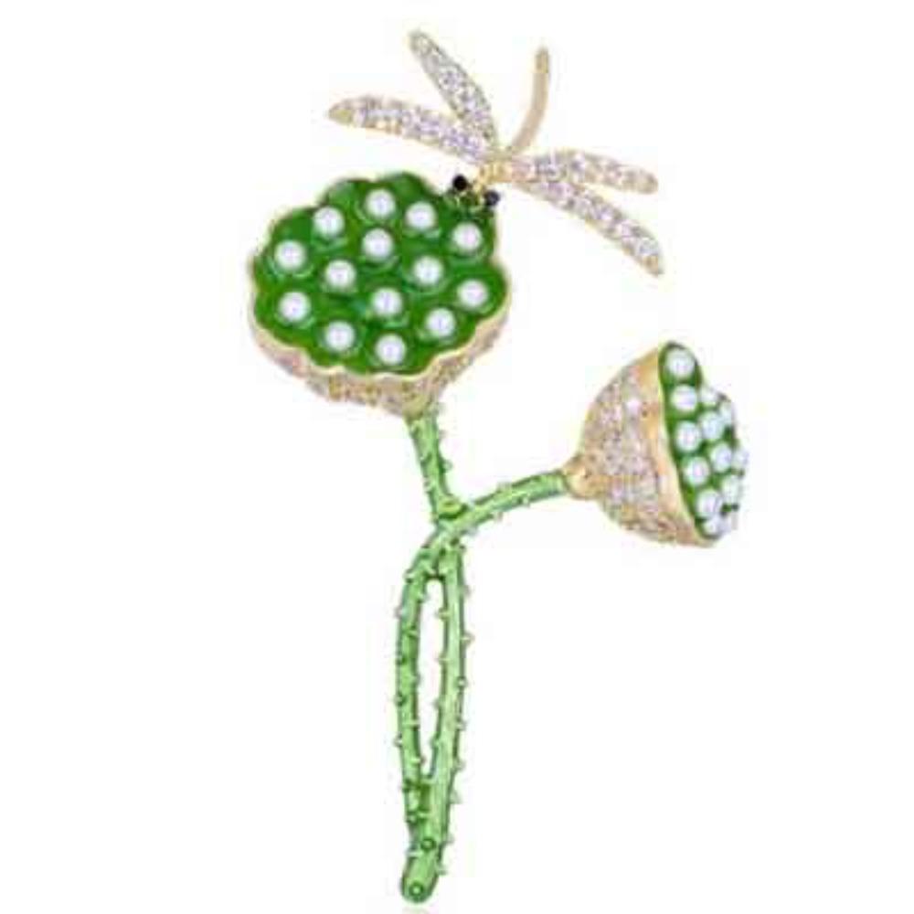 Lotus Pendant Enamel Brooch Badges Fashion Pearl Flower Exqusiite Pin Jewelry