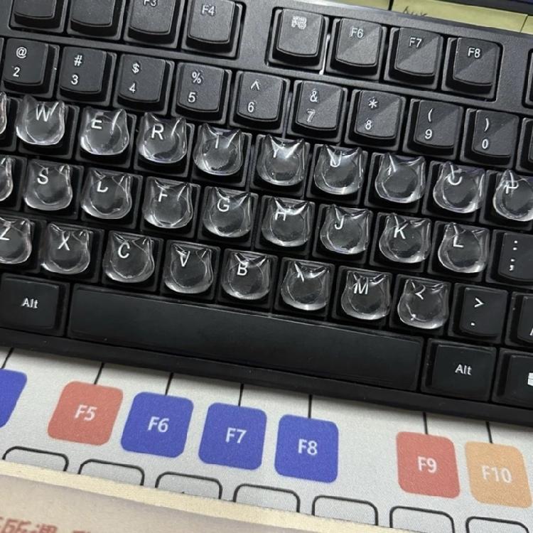 20pcs Glass Like Clear Cats Face Keyboard Top Quick Installation & Reusable Caps Protect Manicures While Typing