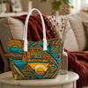 Bohemian Style Tote Bag Tropical Print Large Capacity Daily Use Casual Shoulder Bag for Outdoor Shopping Travel