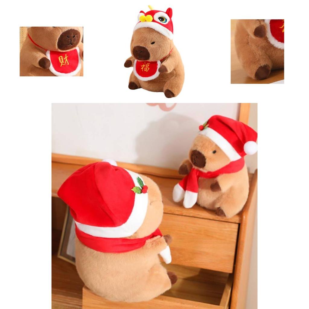 Adorable Christmas Capybara Plush Toy With Soft Short Plush Filling For Kids Gifts