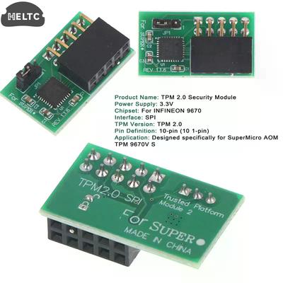 TPM 2.0 Module SPI Interface Vertical Stable High Safety 9670 Chipset 10Pin Module For SuperMicro AOM TPM 9670V S