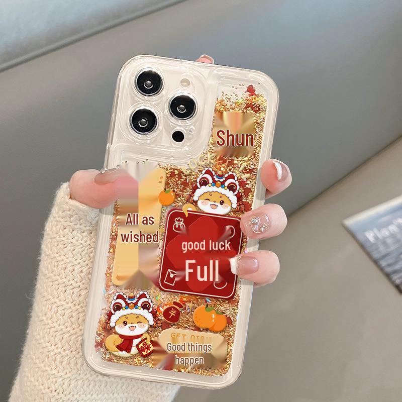 Five Gods Good Luck Quicksand Case for iPhone 16 Pro/15/14/13P - Year of the Snake