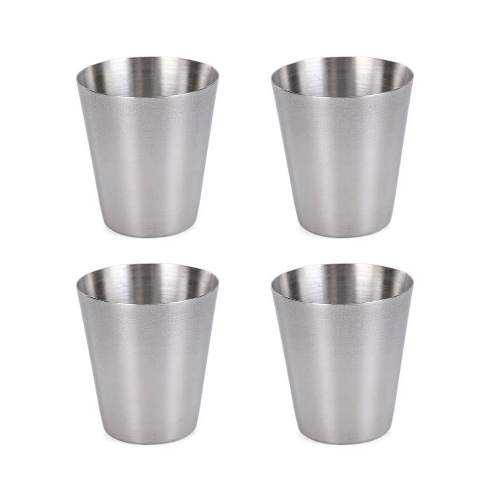 4pcs Portable Metal Drinking Cups 30ml Glasses for Hiking Picnics and Travel Comes Convenient PU Leather Case Drinkware