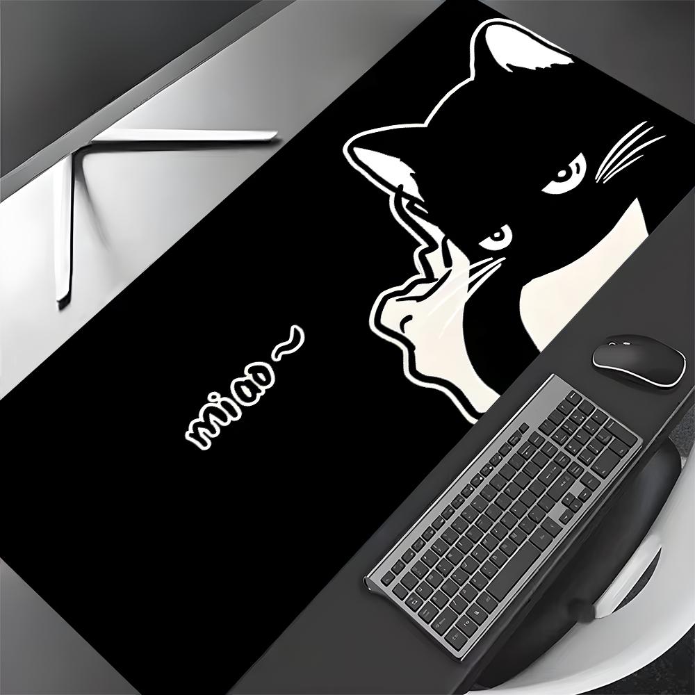 Cute Black Cat kawaii Mouse Pad Desk Mat Large Computer Office Carpet xxl mousepad Gamer gaming pc accessories Keyboard Rug