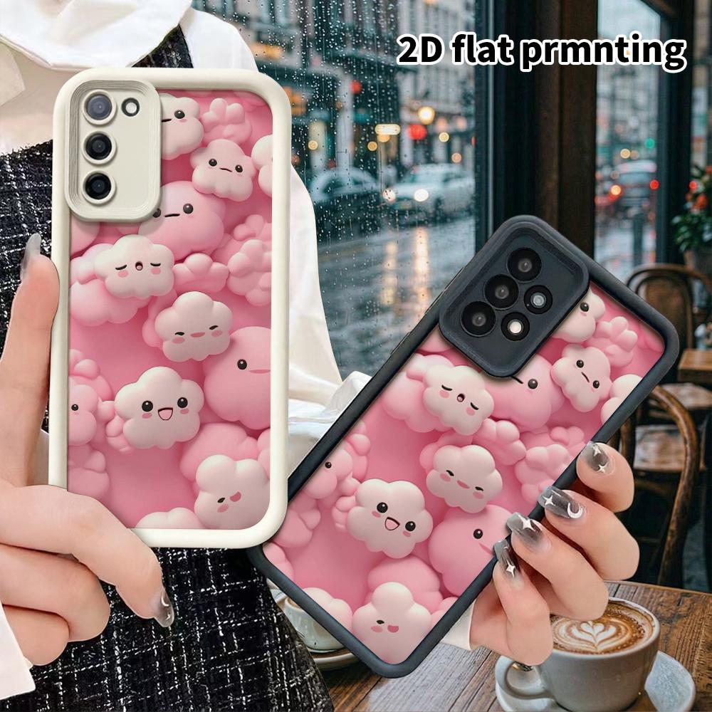 Phone Case: 2D flat, fits Samsung Galaxy A34 A35 M05 M06 S20 S22 S21 FE Plus 5G protective case, pink clouds, perfect Christmas and Halloween holiday