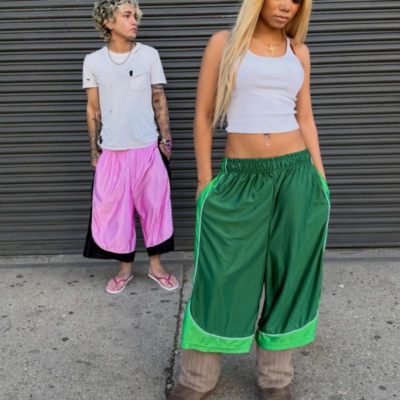 Color Block Casual Shorts Men Women Loose Thin Streetwear