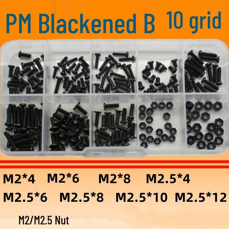 Black Round Head Phillips Screw Nut Set - PM Pan Head Machine Screws for Electronics & Computer Repair