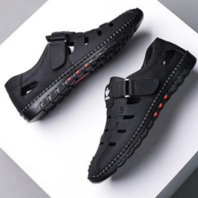 Men's Sandals Summer Hollow Out Breathable Casual Shoes 2024new Leather Sandals for Men Outdoor Non-slip Beach Sandals Moccasin