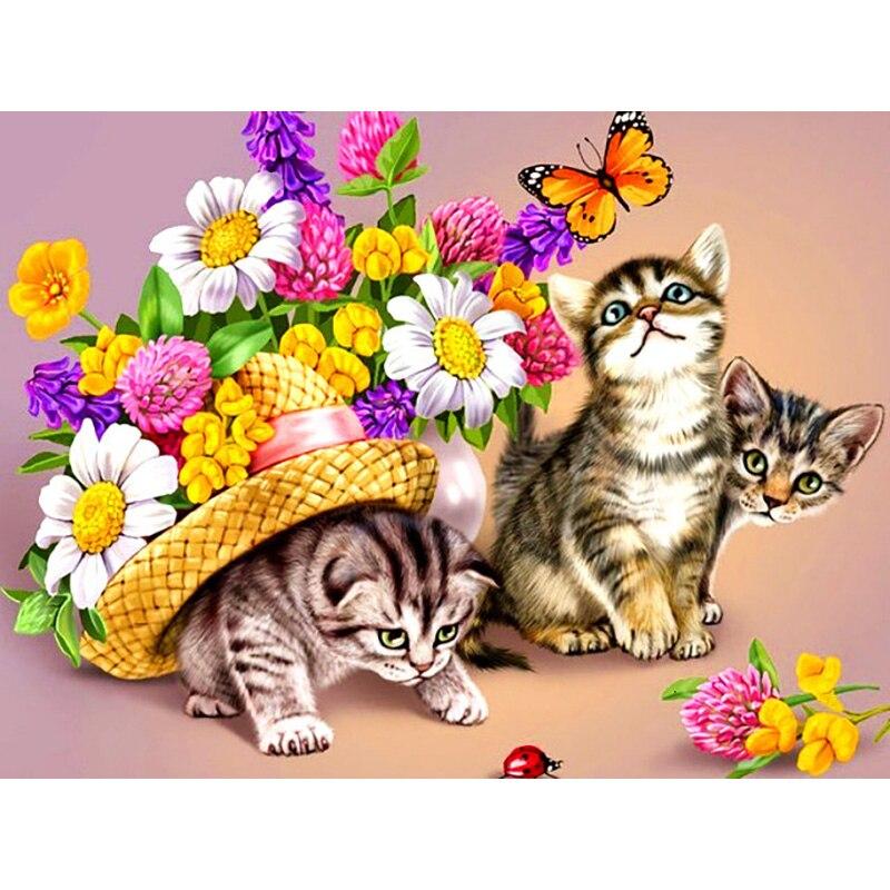 

Полный 5D алмазная живопись цветок кот фея DIY Алмазная вышивка Алмазная мозаика наборы крестиков домашний декор подарок Square 20x30cm