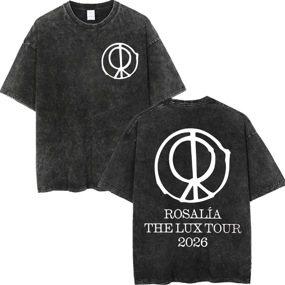 Rosalia LUX Tour Koszulki z Nadrukiem Męskie Damskie Moda Estetyka Vintage Spierana Koszulka Bawełna Wysokiej Jakości Oversize Koszulki