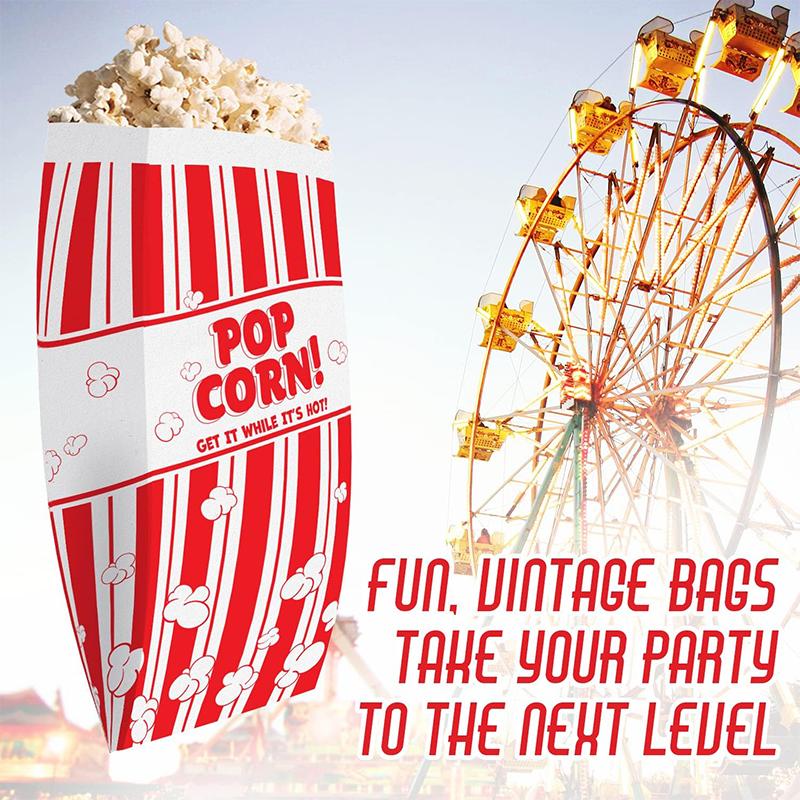 Paper Popcorn Bags Pop Corner Bags Individual Servings for Popcorn Machine Party Disposable Pop Corn Storage Christmas Bag