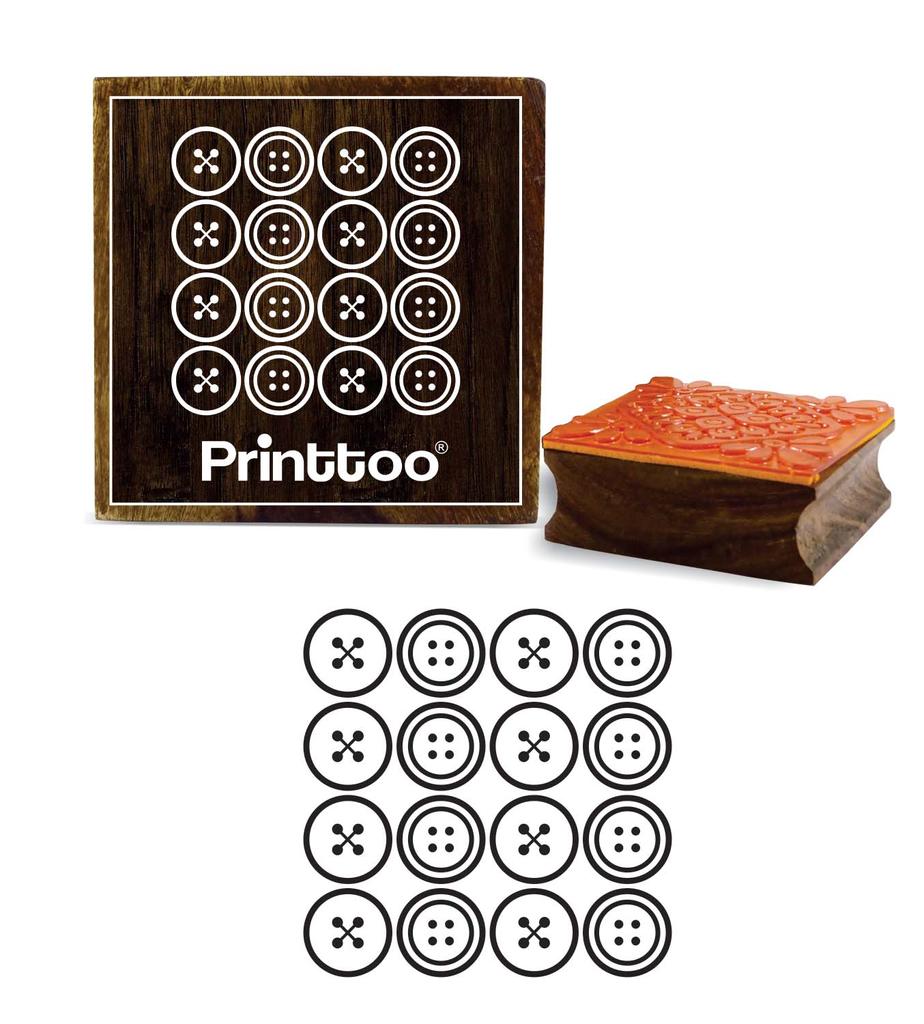 Printtoo Scrap-Booking Square Buttons Clip-Art Pattern Diary Card Wooden Rubber Stamp-2 X 2