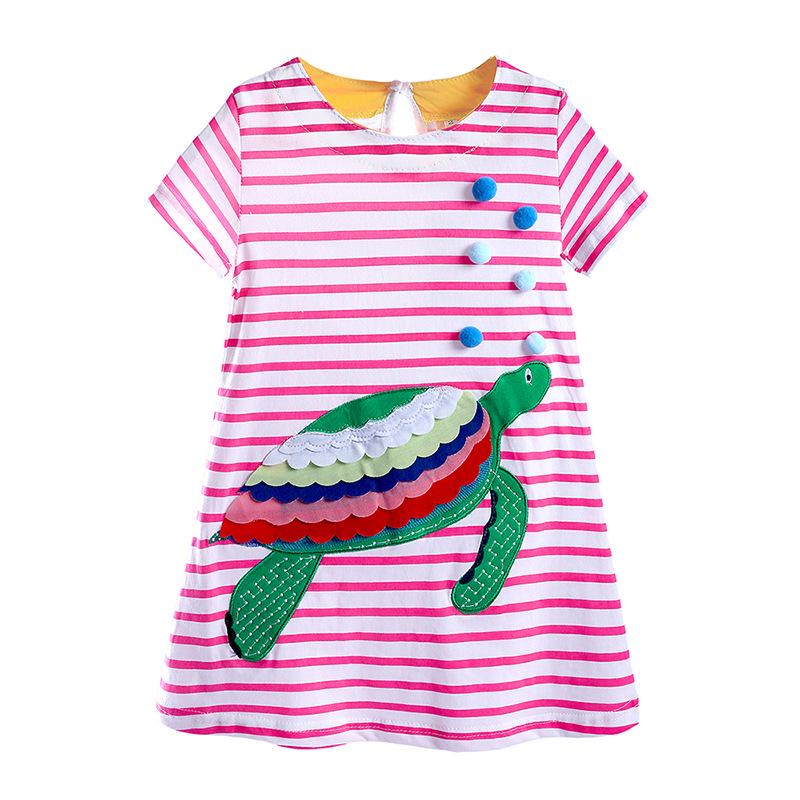 European Style Children's Summer Cotton Dresses - Girls' Short-Sleeved Printed Skirts for Small and Medium Kids.
