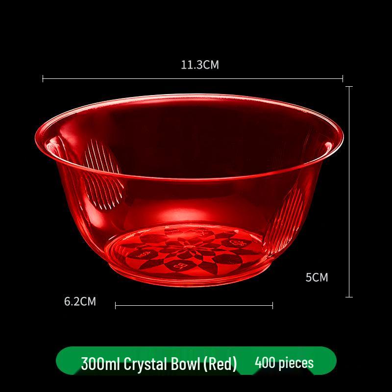 300ml Disposable Crystal Clear Plastic Bowl, Chopsticks, Cups, Plates & Cutlery Set for Hot Pot, Soup, Rice.
