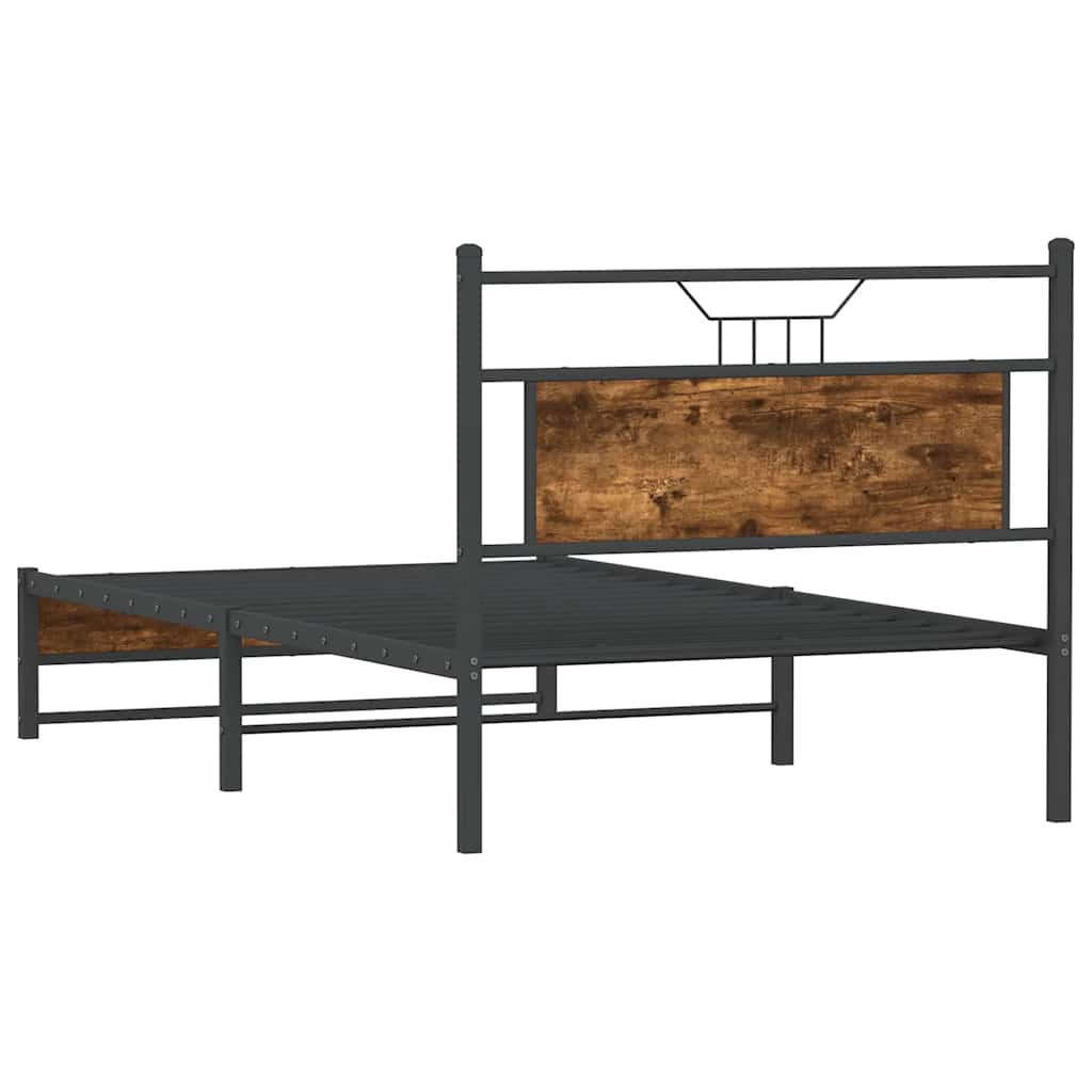 Bed Frame without Mattress Smoked Oak Finish 100x200 cm Wood Based Material