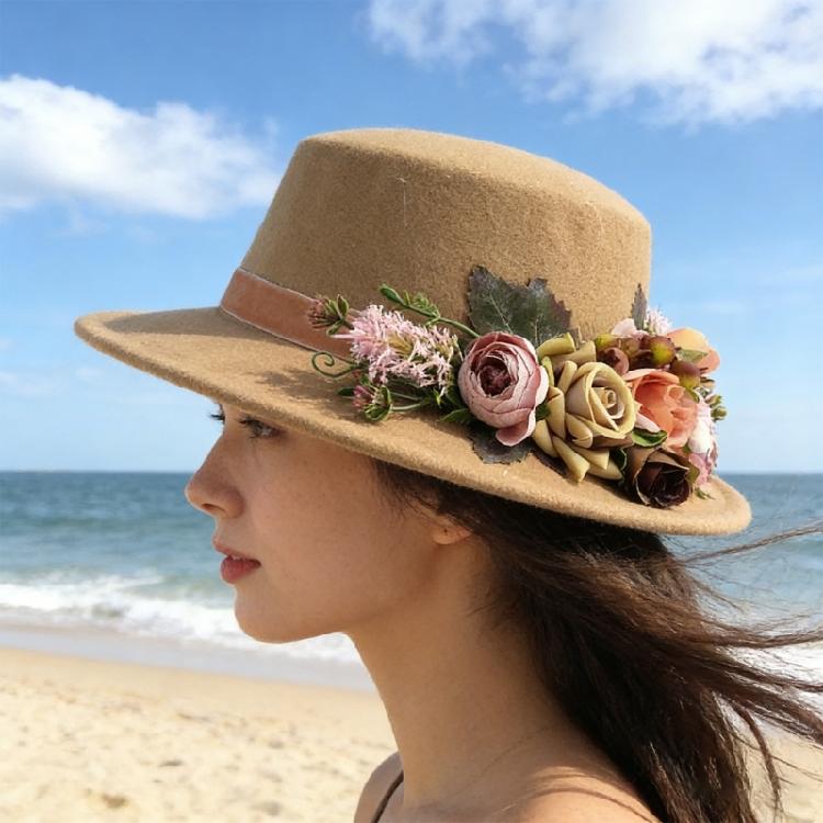 Comfortable Ladies Church Hat for Daily Wear and Special Event Floral Decoration Constructed from Practical Polyester