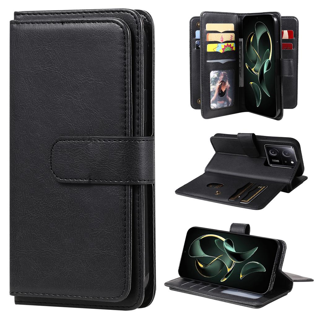 For Xiaomi 13T/13T Pro/Redmi K60 Ultra Leather Case with 10 Card Holder Phone Cover Stand