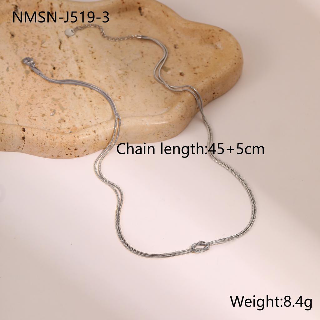 European and American fashion ins design sense Titanium steel necklace knotted round snake chain double collarbone chain hand jewelry