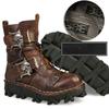 Autumn and Winter Men's Leather High Top Desert Short Boots, Motorcycle Boots, Thick Soled Punk Leather Boots