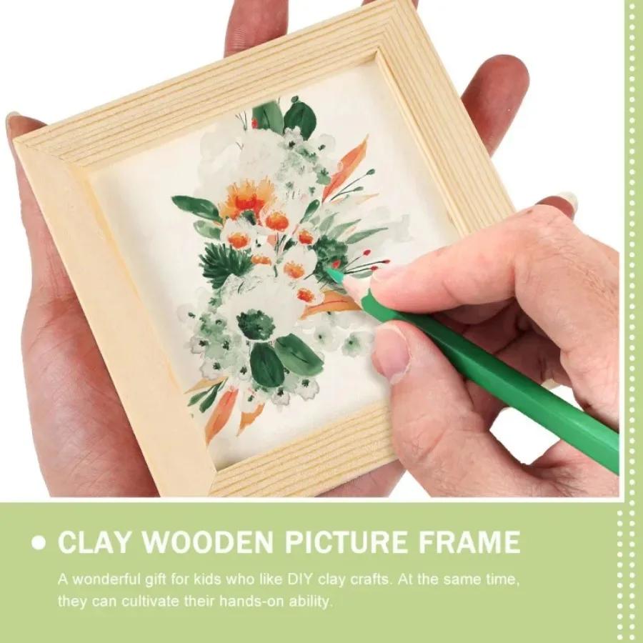 5pcs INS DIY Blank Clay Frames Multi Size Art Puzzle Holder Wooden Photo Holders Children Painting Drawing DIY Handcraft