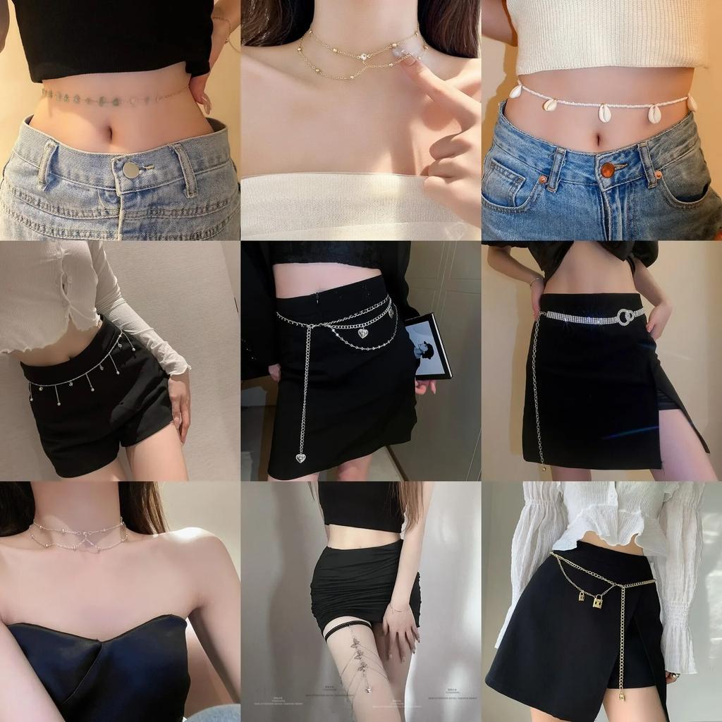 Sexy Kreuz-Brust-Halskette für Frauen Pailletten Brust-BH Taillengürtel Bauchkette für Strand-Bikini Romantischer Körperschmuck 2023 Sommer