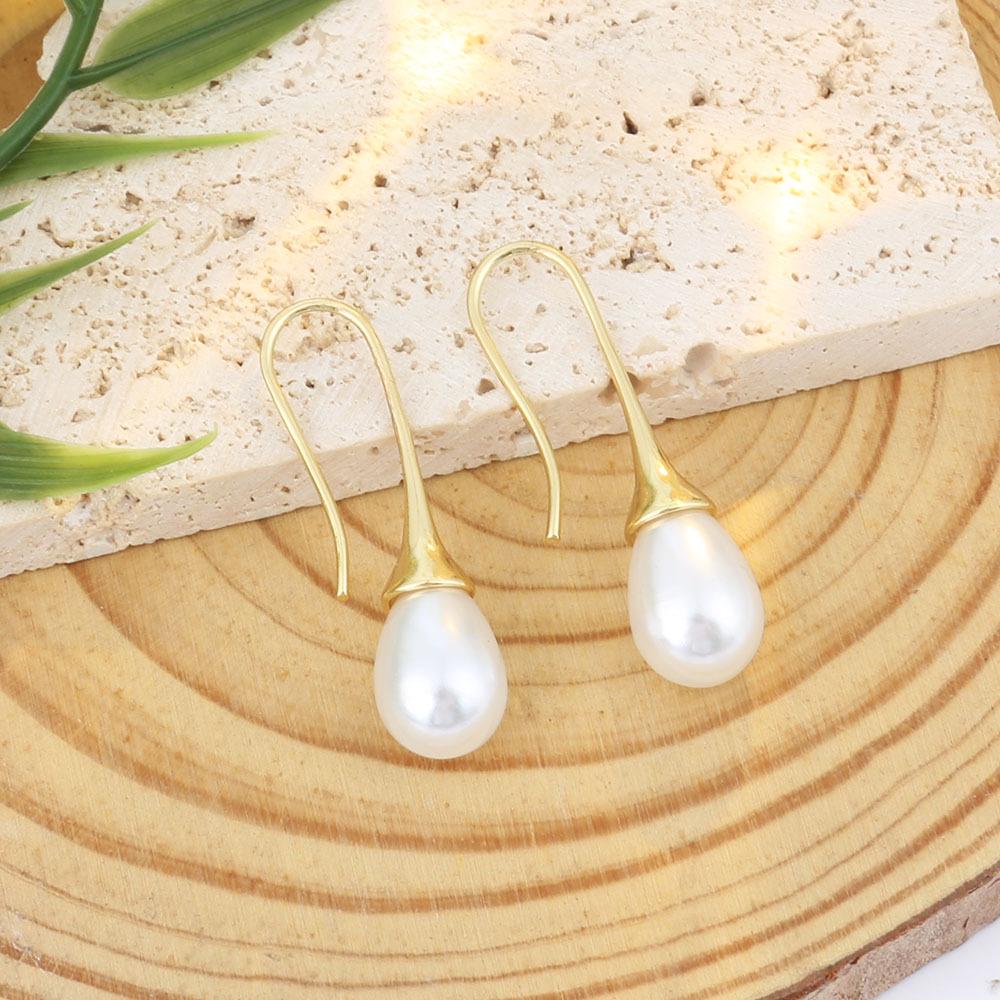 Korean Style Water Drop Pearl Dangle Earrings for Women - Elegant and Versatile Accessory золотой