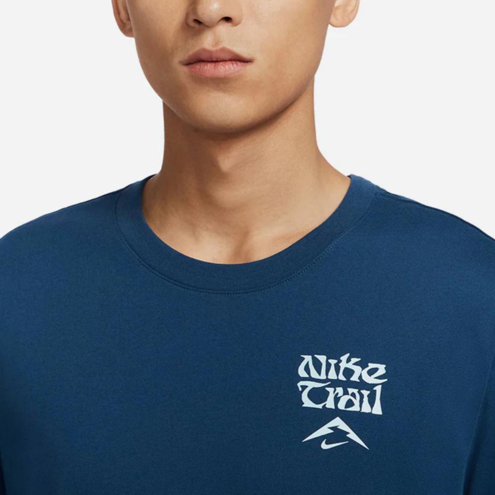 Nike Logo Print Round Neck Quick-Dry Short Sleeve T-Shirt Men Tops Courage-Blue FZ8055-465