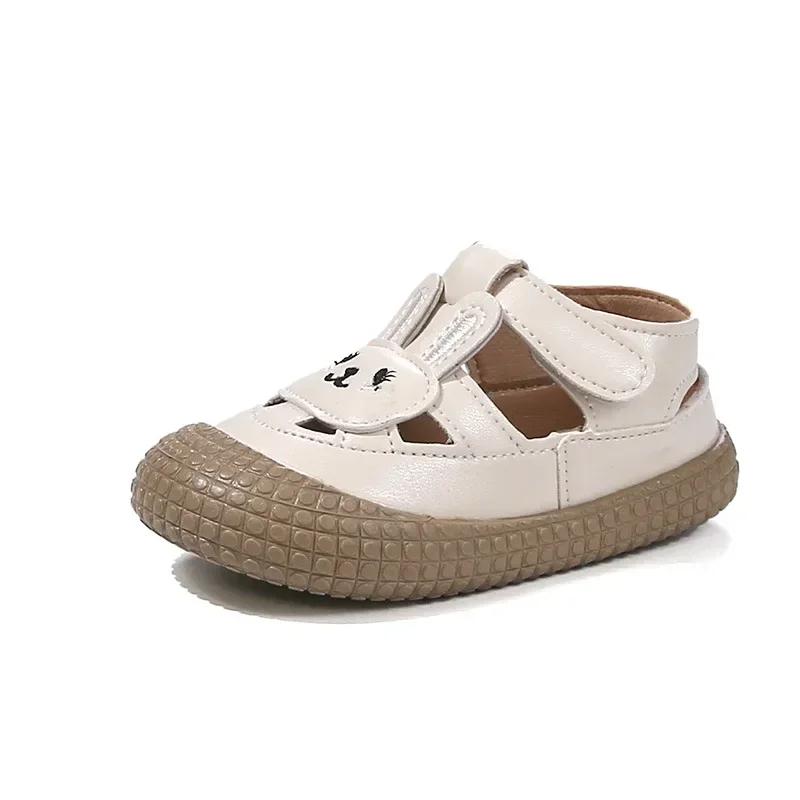 Kinder Ballerinas Zehenkappe Anti-Stoß Mädchen Sandalen Ausgehöhlt Atmungsaktiv 2025 Sommer Neu Kinder Strandschuhe Süßer Hase
