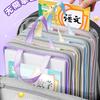 Transparent L-Shaped Mesh Zip Bag for Elementary Students